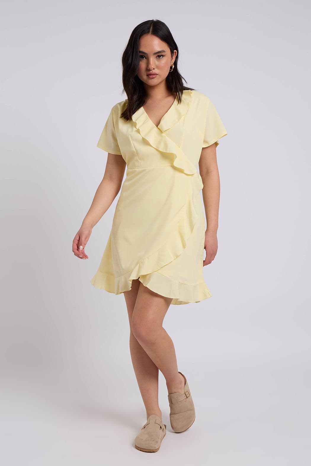 Urban Bliss Women's Woven Frill Tea Dress in Lemon