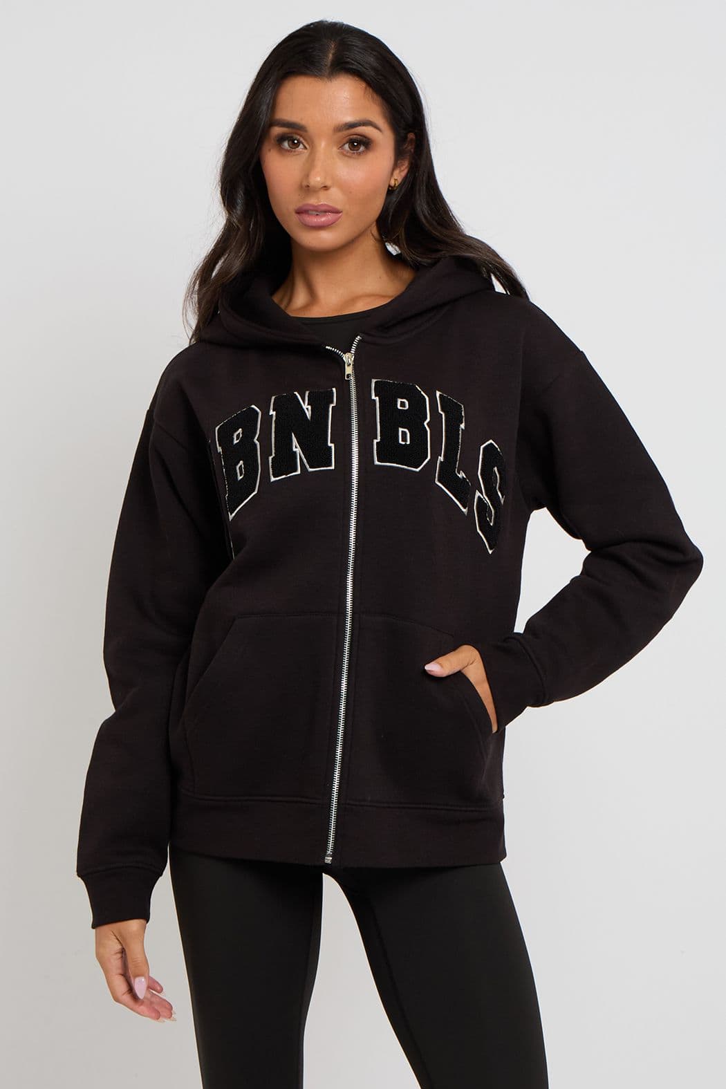 Urban Bliss Women's Zip Through Hoodie in Black