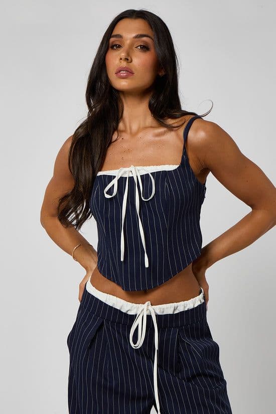 Urban Bliss Women's Corset Tie Top in Blue