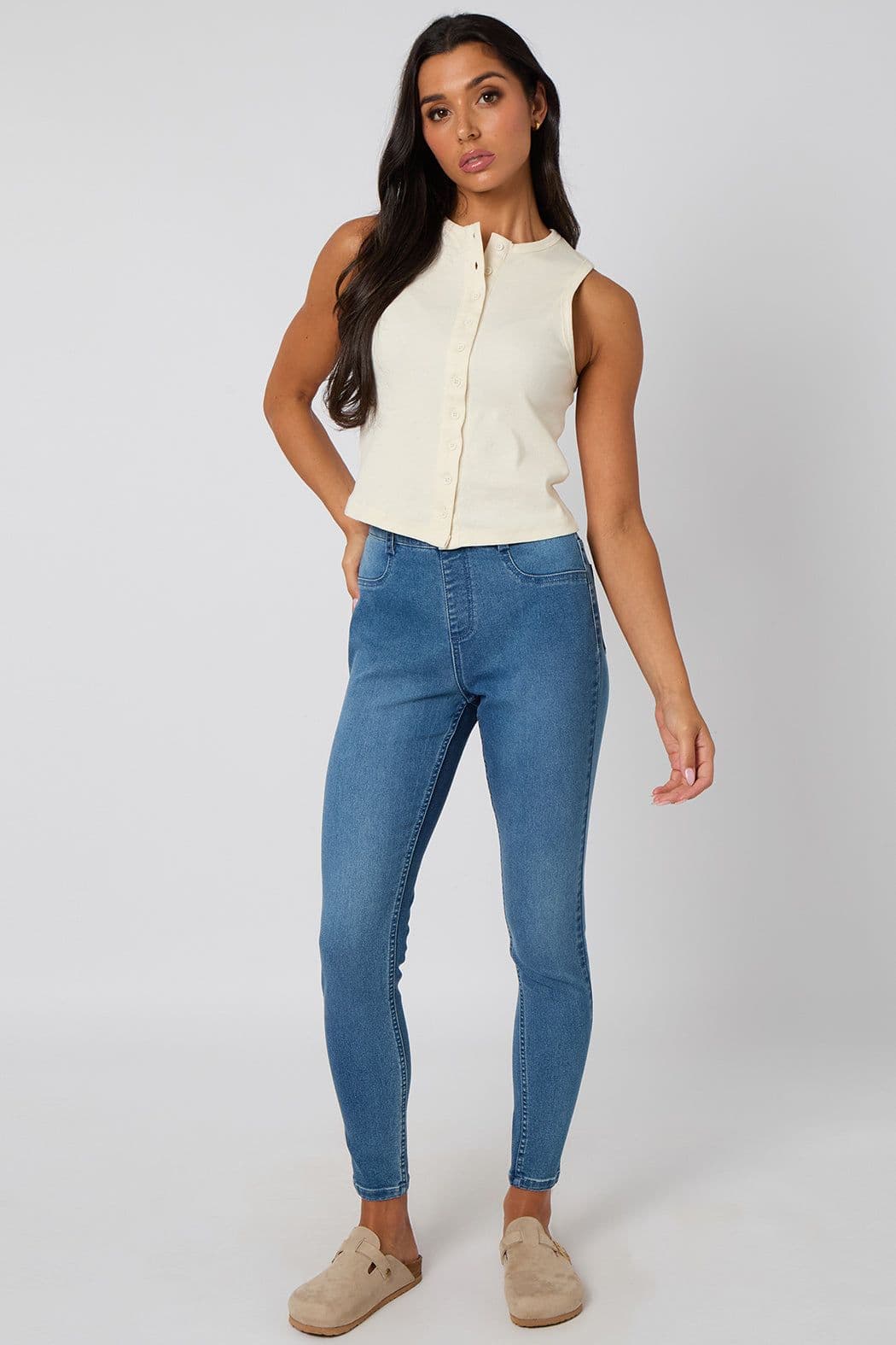 Urban Bliss Women's Button Front Top in Cream