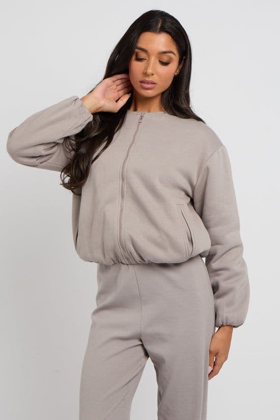Urban Bliss Women's Bubble Hem Jersey Jacket in Grey