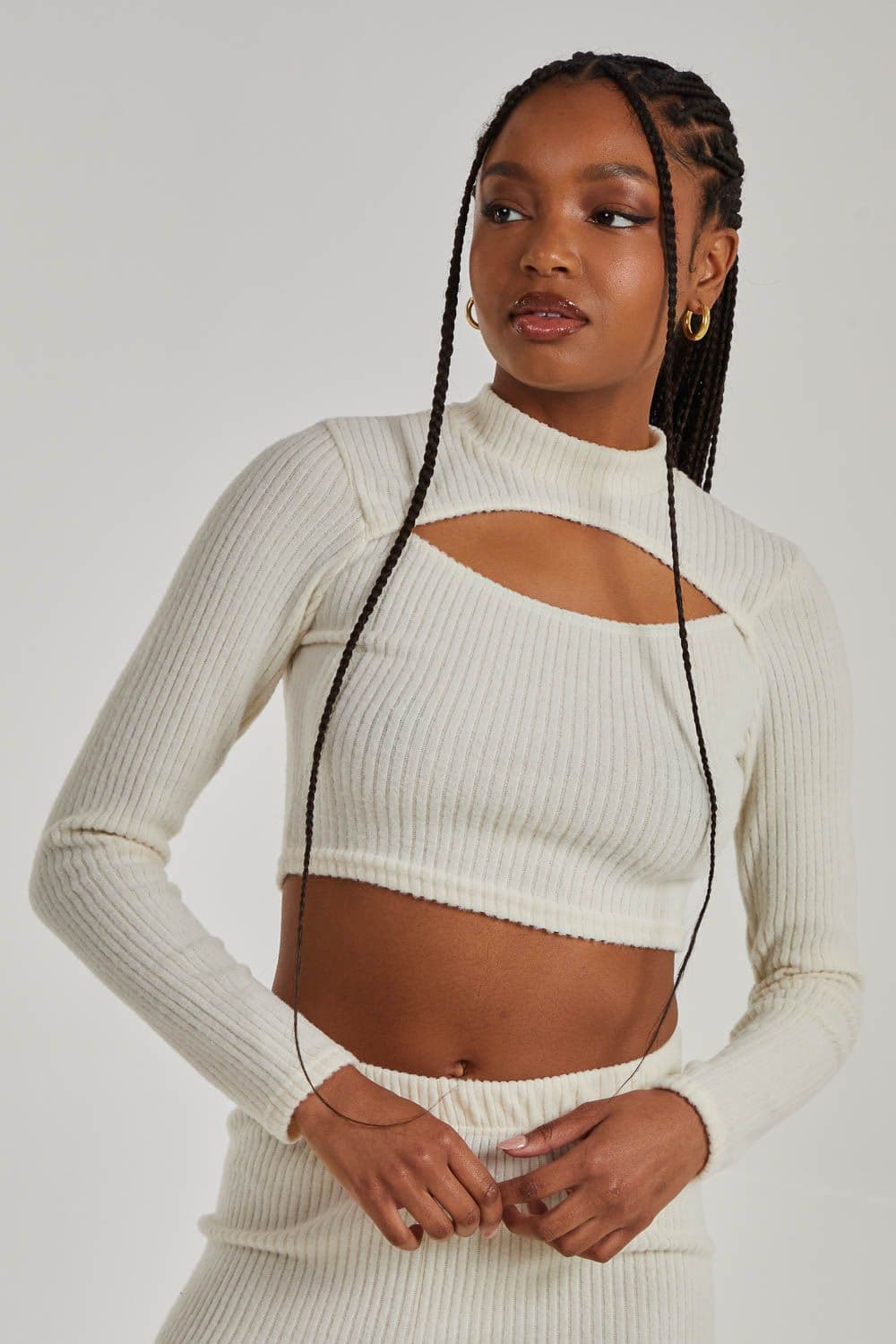 Pink Vanilla Women's Soft Brushed Letterbox Top in Ivory