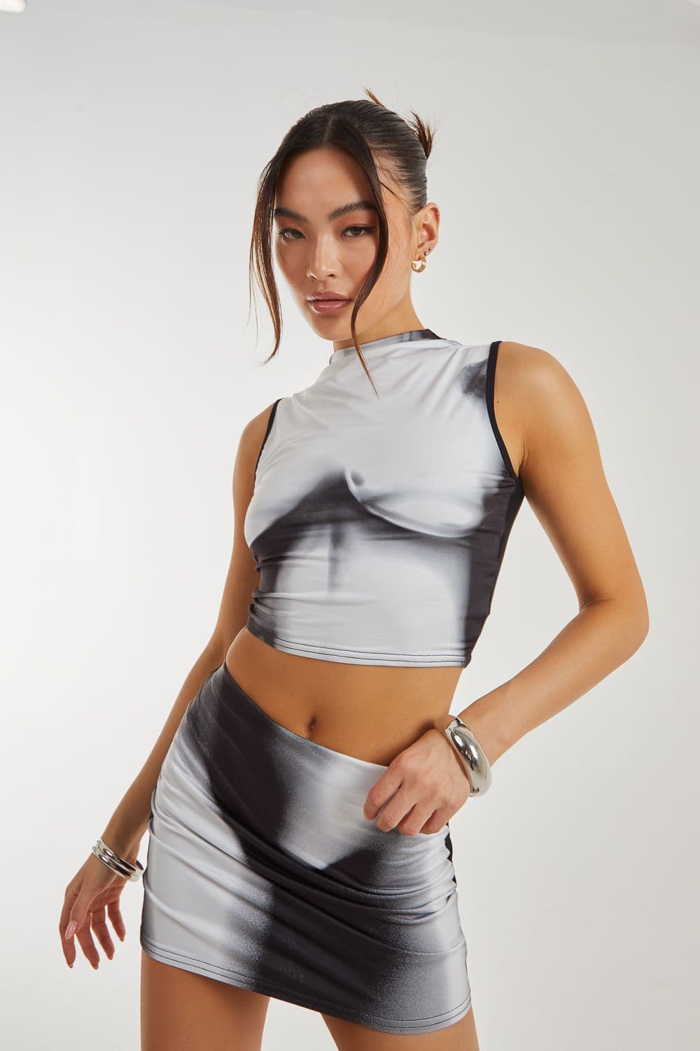 Pink Vanilla Women's Graphic Silhouette Tops in Black