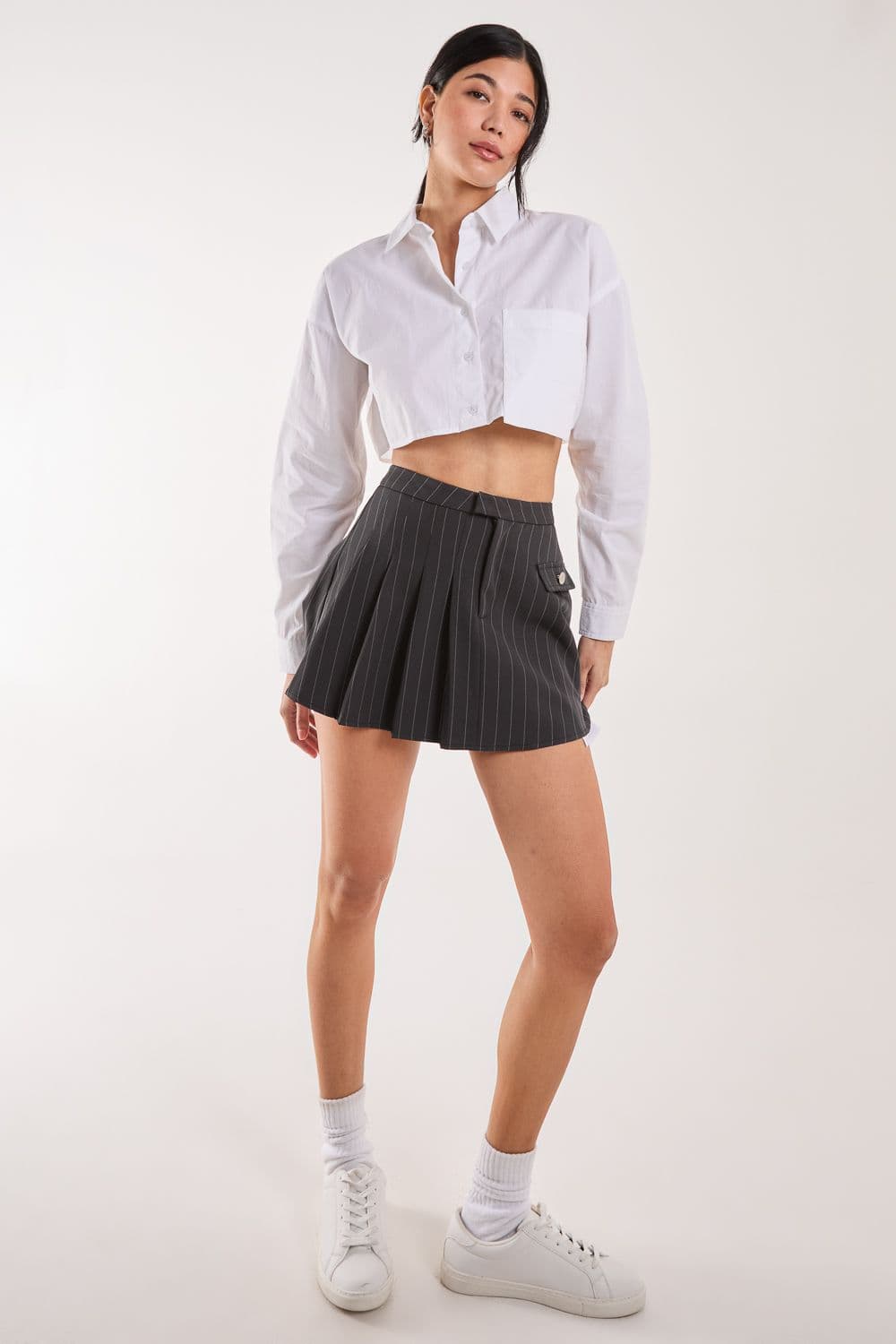 Pink Vanilla Women's Deconstructed Tennis Skirt in Charcoal