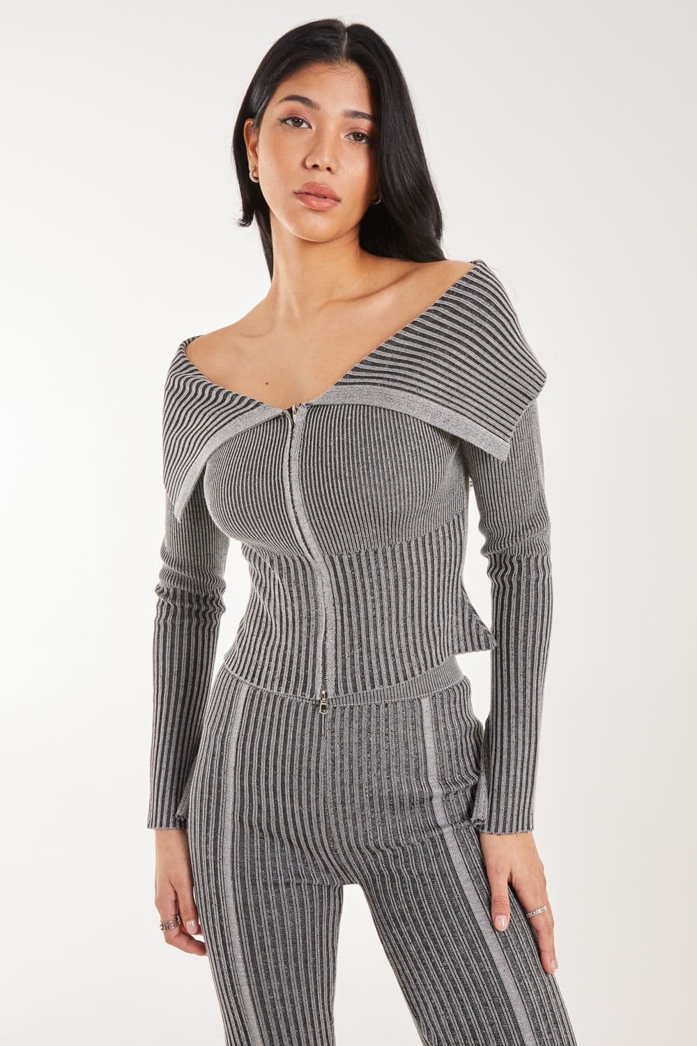 Pink Vanilla Women's Washed Rib Fold-Over Cardigan in Black