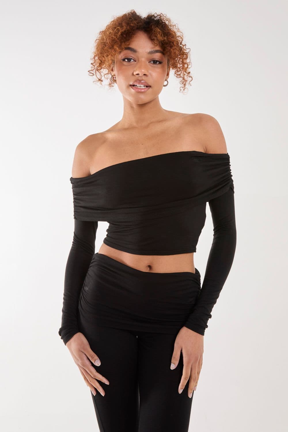 Pink Vanilla Women's Off the Shoulder Lounge Top in Black