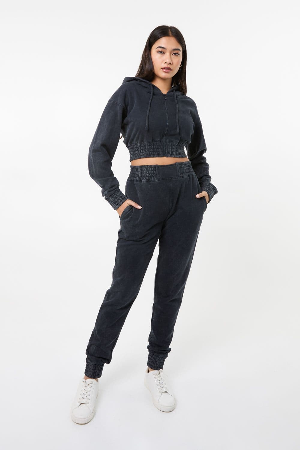 Pink Vanilla Women's Wash Cuffed Joggers in Black