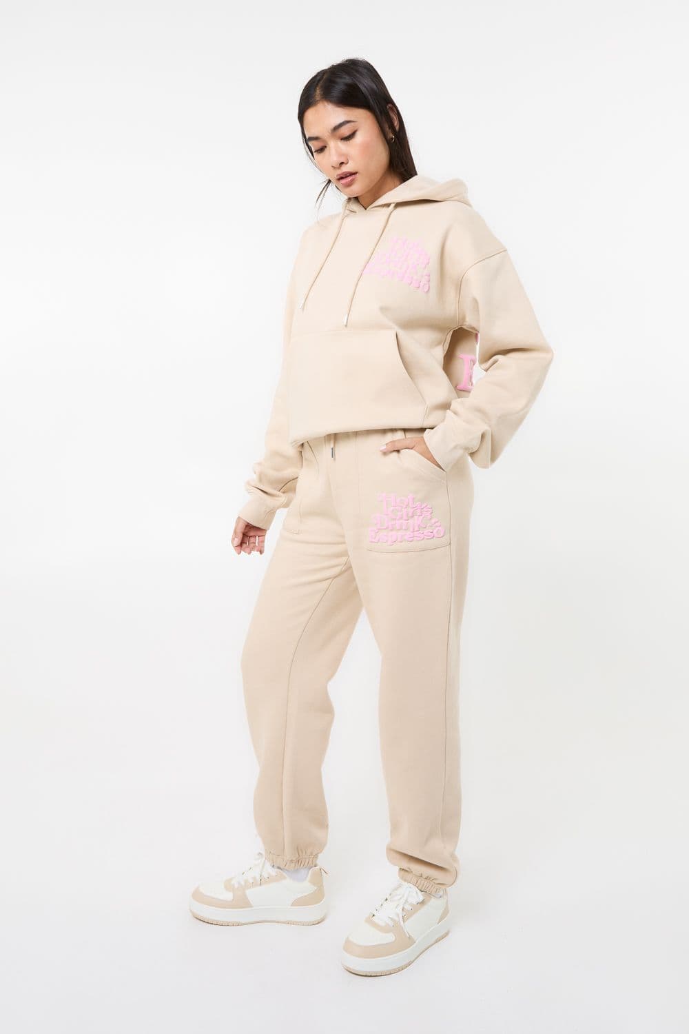 Pink Vanilla Women's Hot Girls Cuffed Joggers in Stone