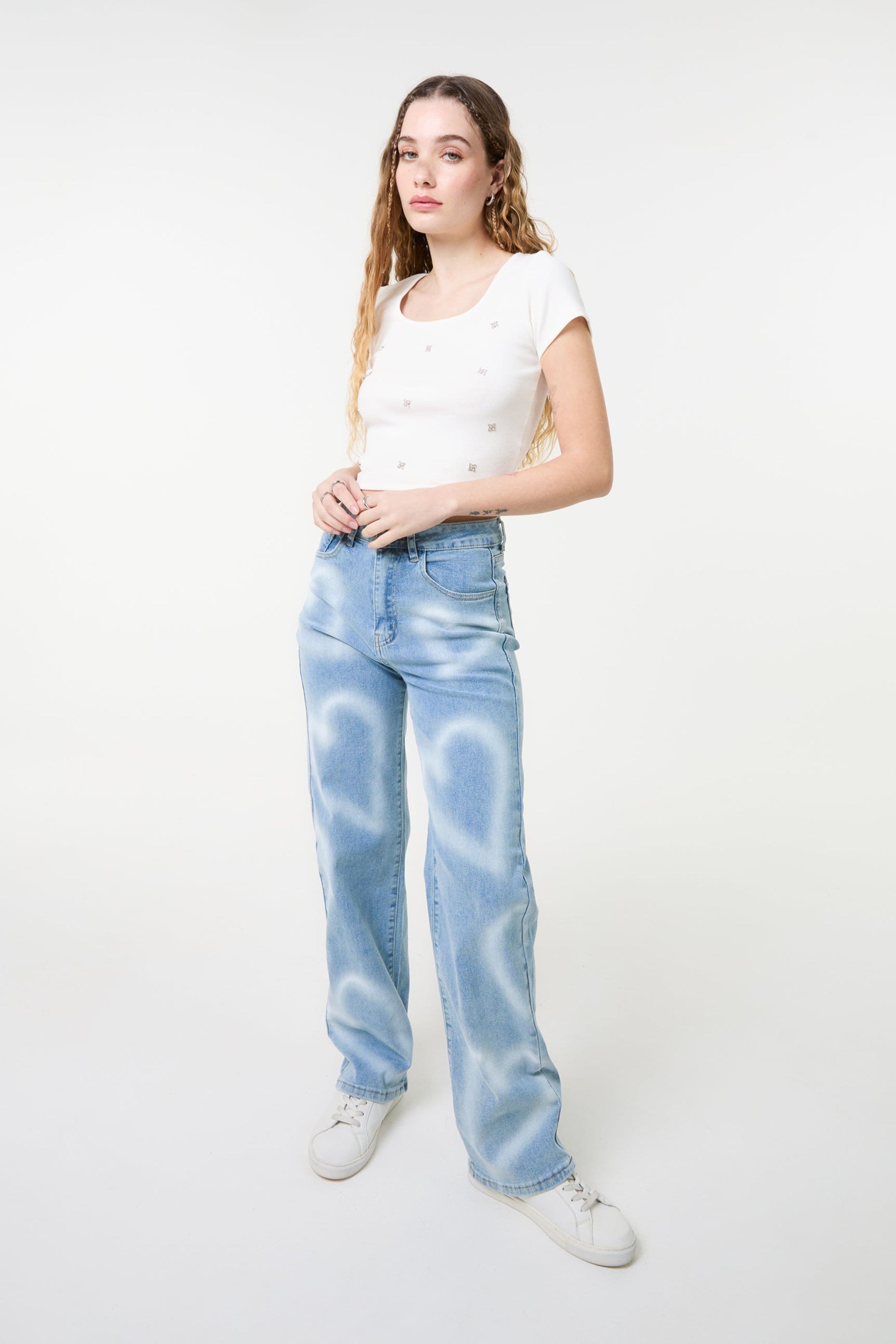 Pink Vanilla Women's White Embellished Wash Rib Top
