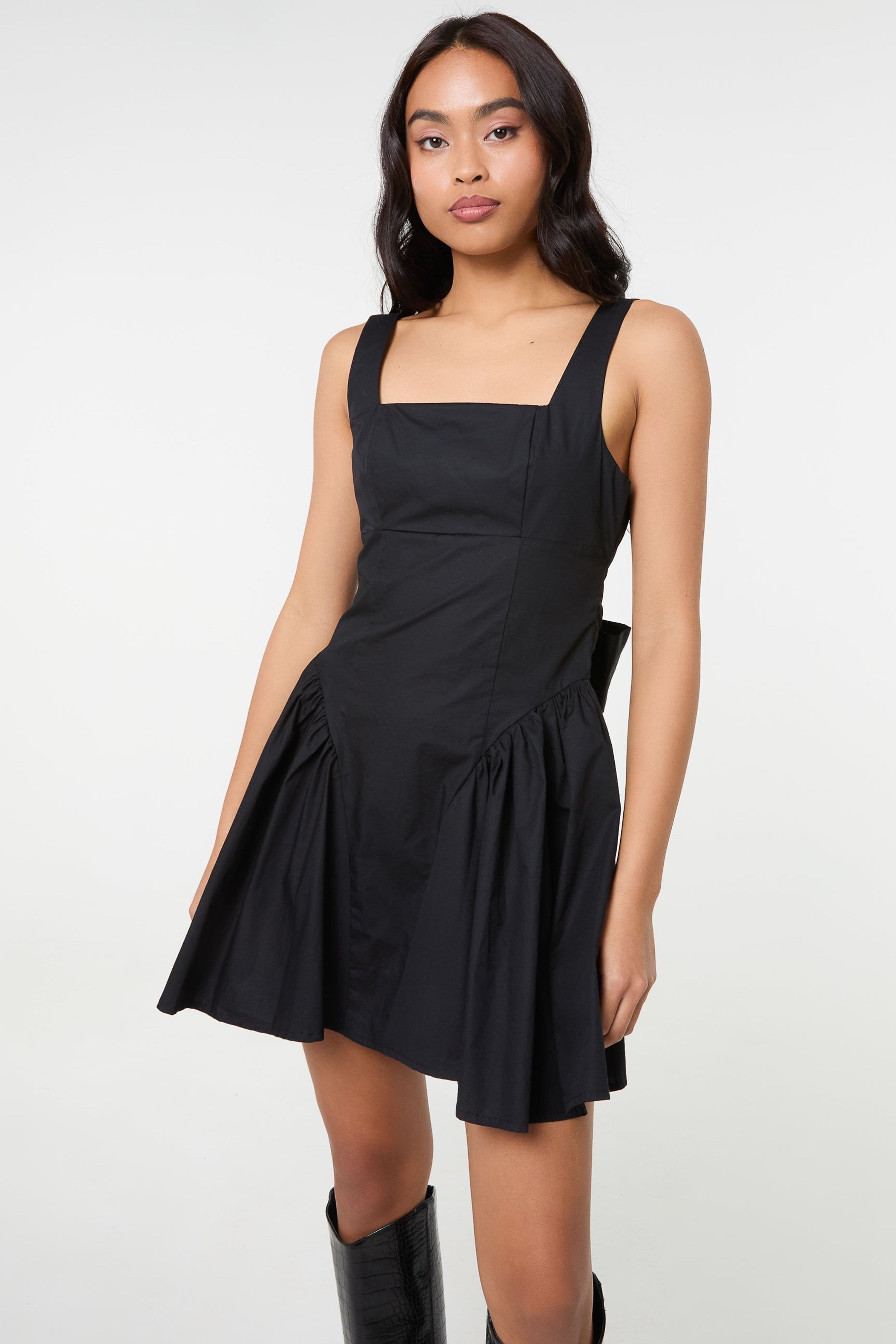Pink Vanilla Women's Black Bow Back Mini Dress