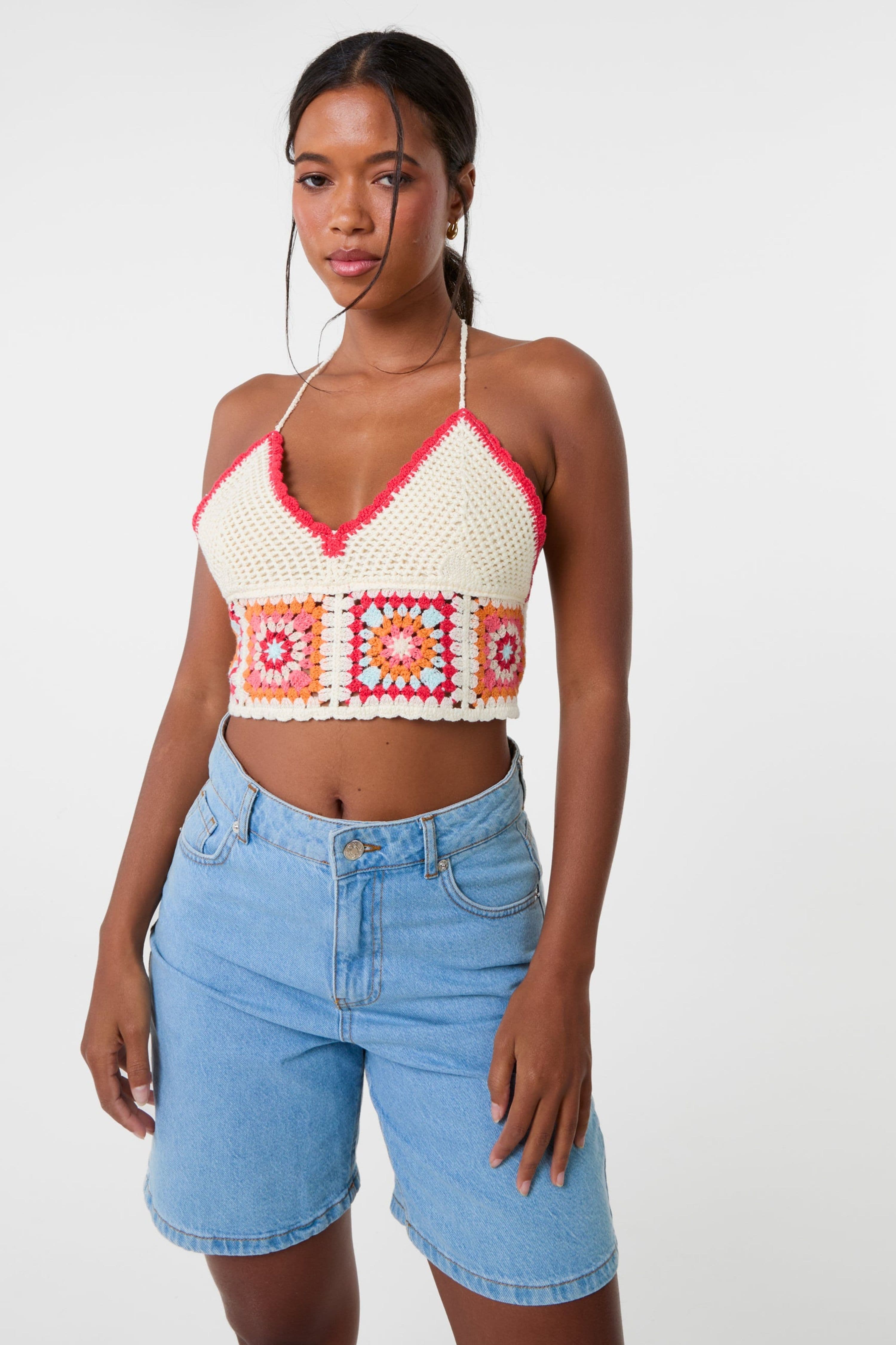 Pink Vanilla Women's Multi Crochet Patchwork Bralette