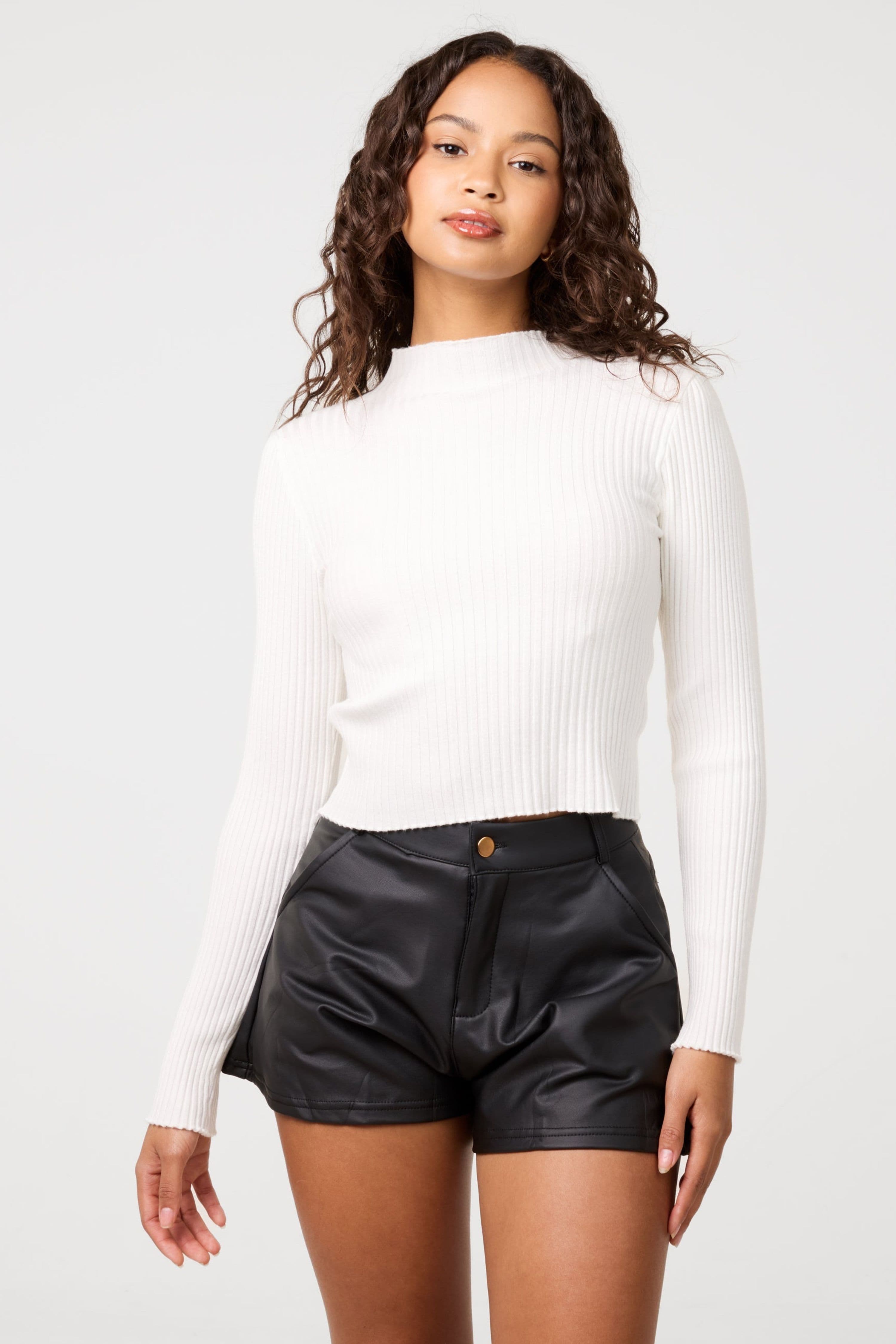 Pink Vanilla Women's Ivory Ribbed Jumper