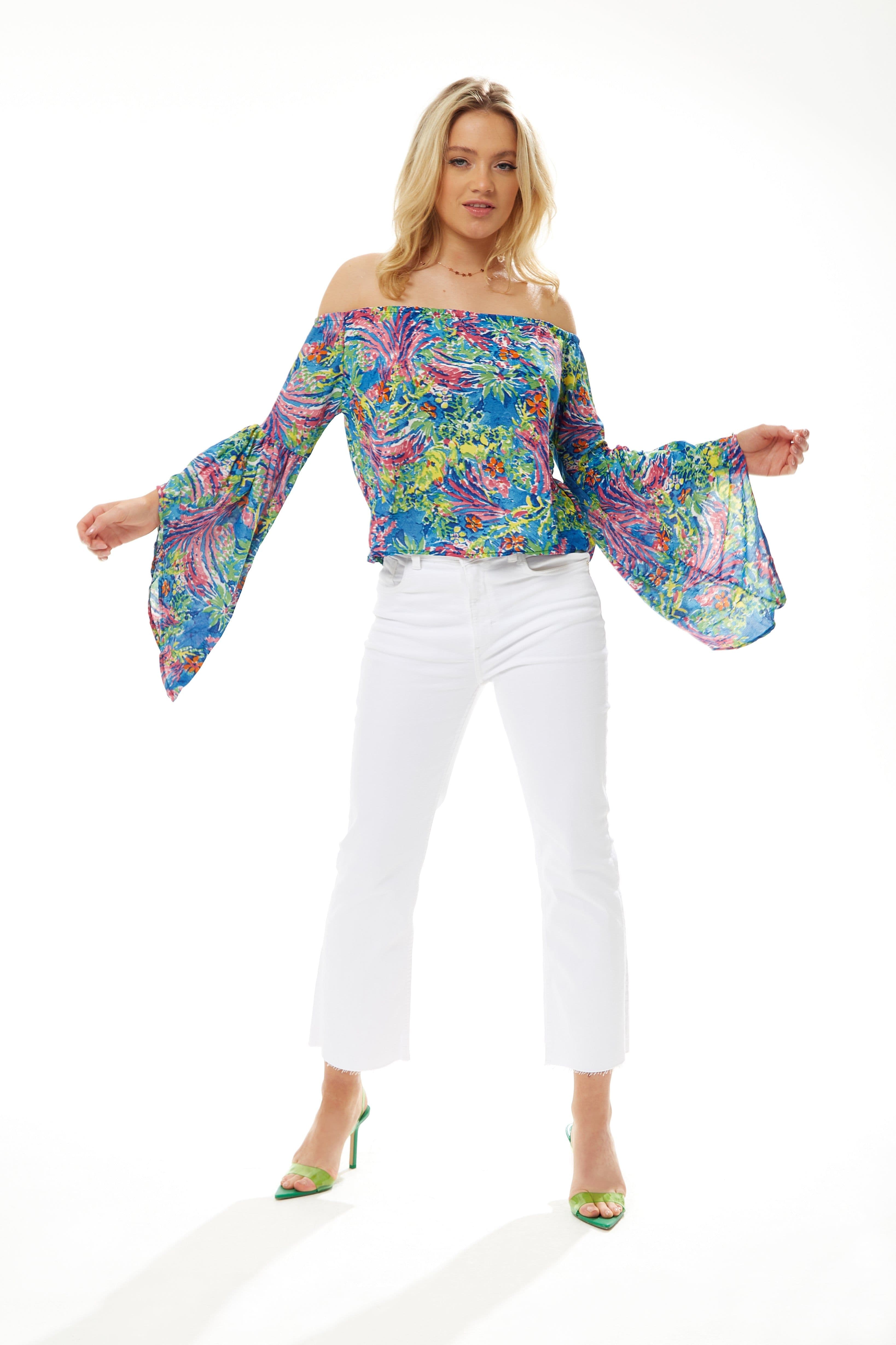 Liquorish Women's Off Shoulder Multicolour Top