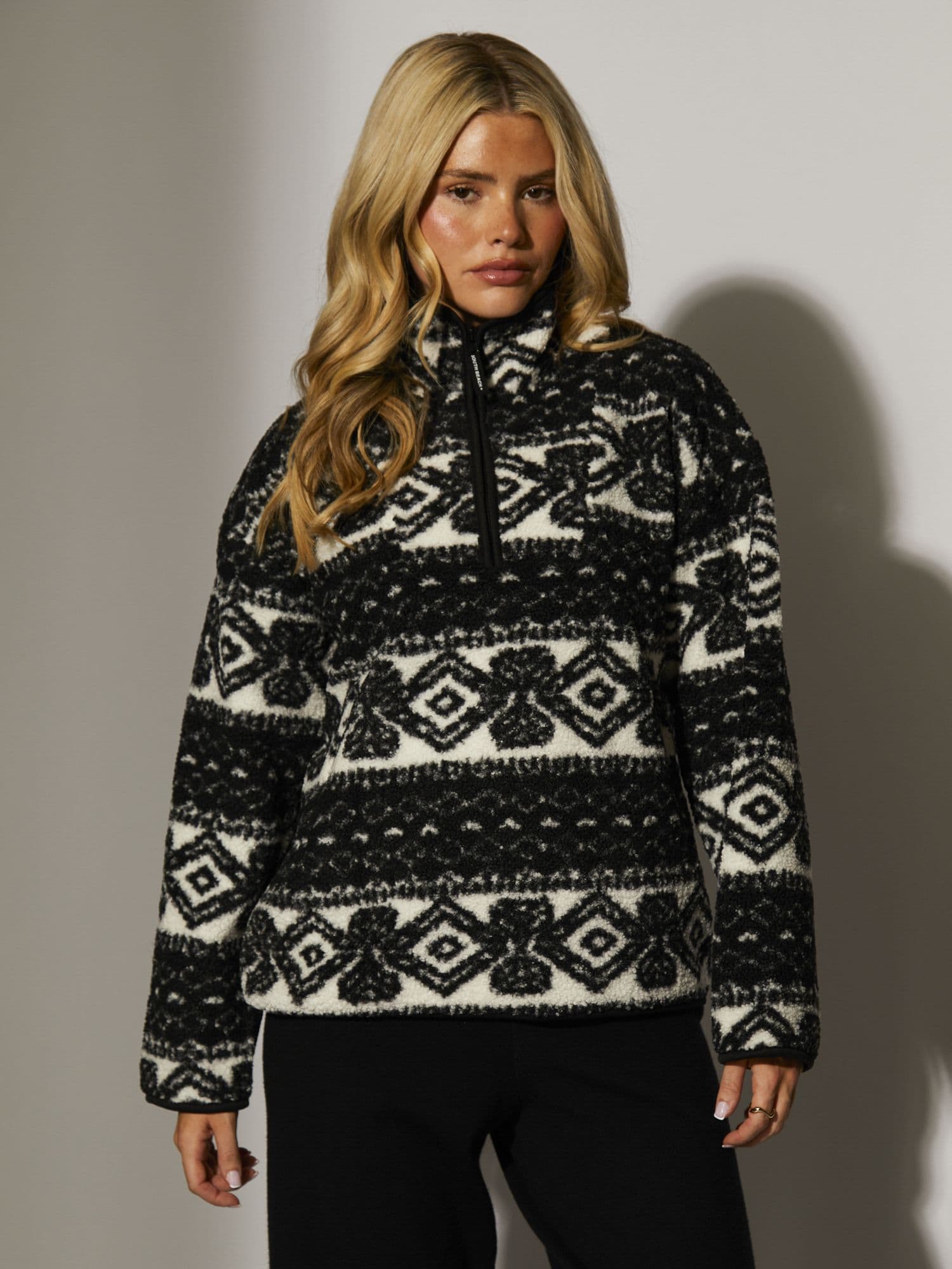 South Beach Women's Printed Borg 1/4 Length Jacket