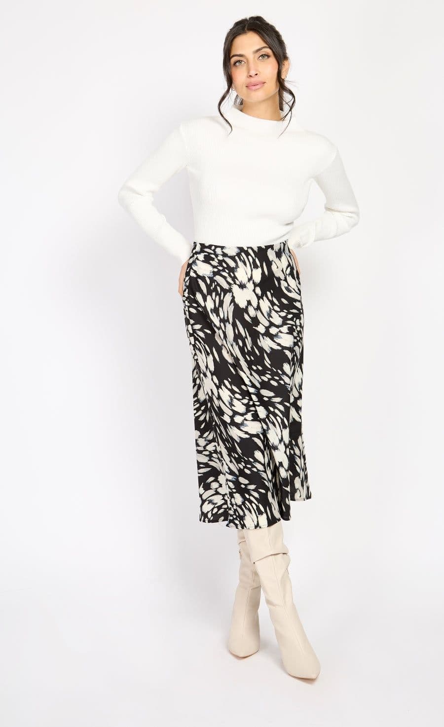 Little Mistress Women's Animal Print Midi Slip Skirt