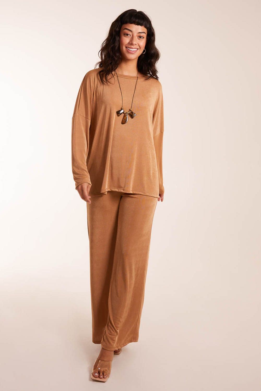 Blue Vanilla Women's Acetate Trousers in Camel