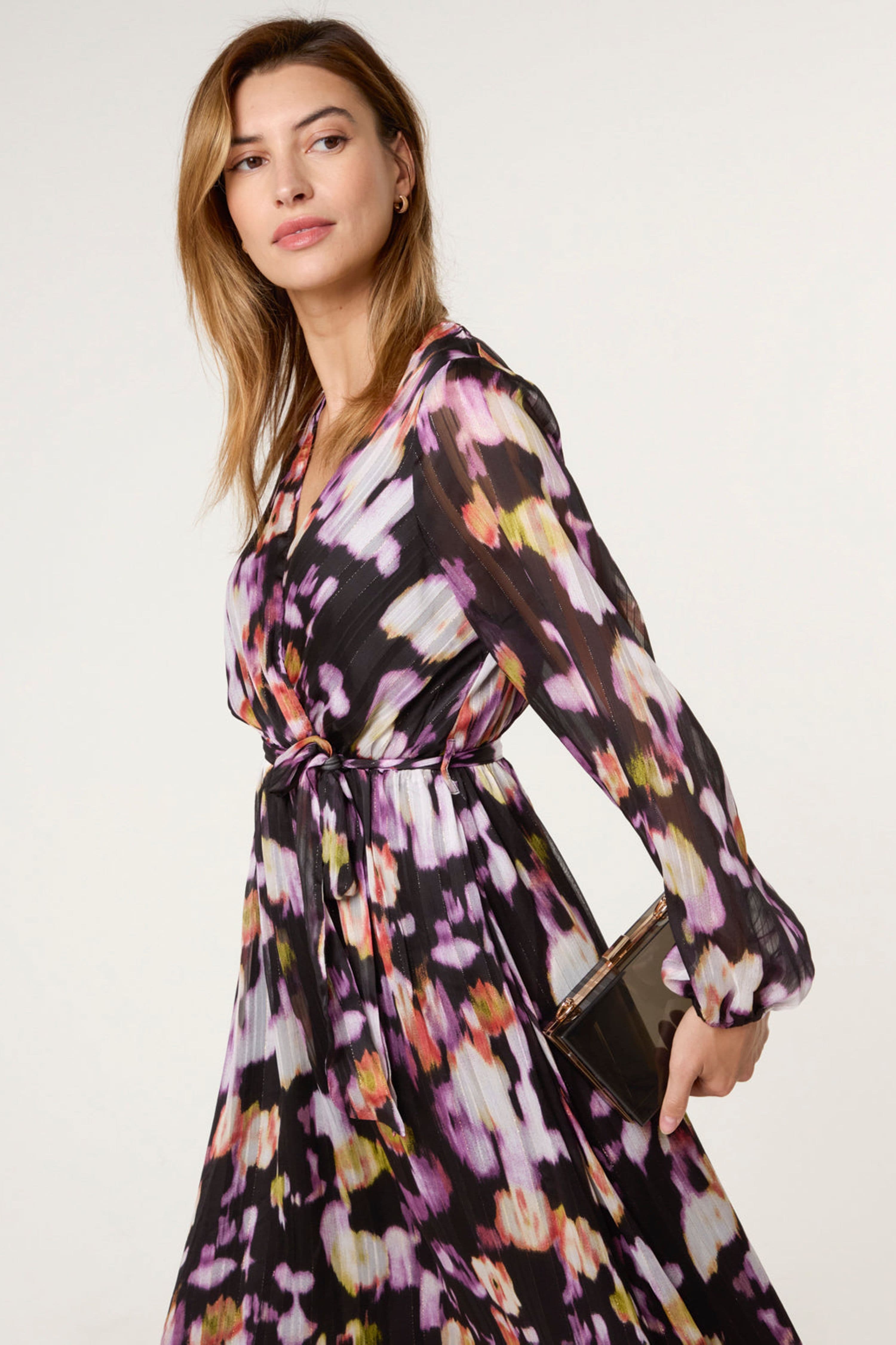 Blue Vanilla Women's Black Long Sleeve Slip On V-neck Maxi Dress