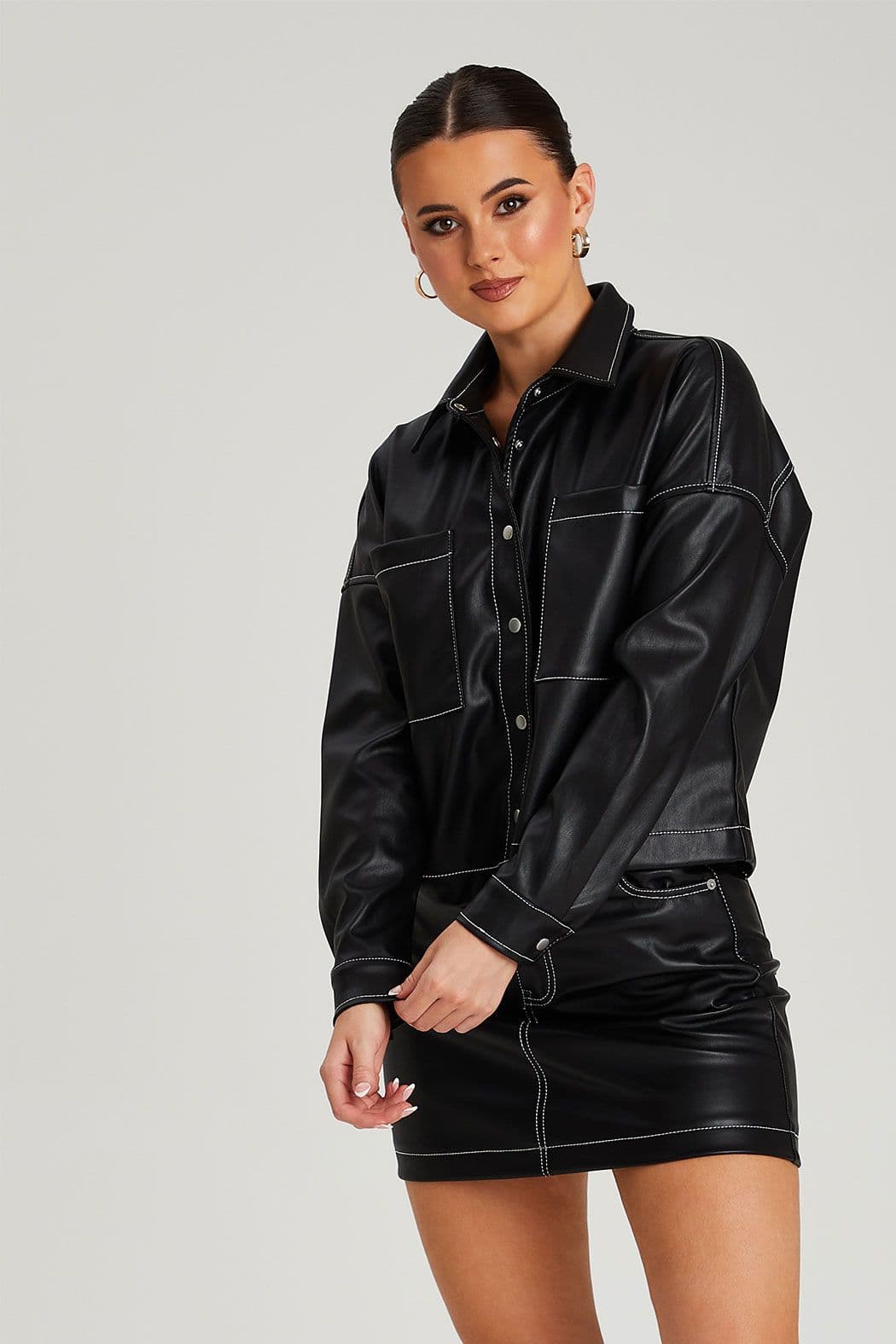 Urban Bliss Women's PU Shirt in Black