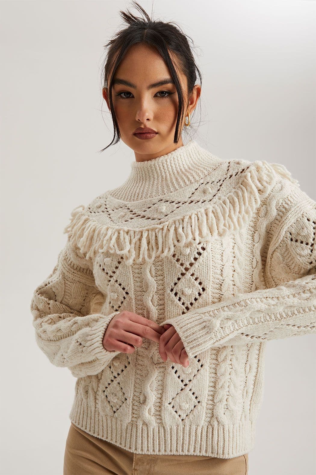 Urban Bliss Women's Tassel Jumper in Cream