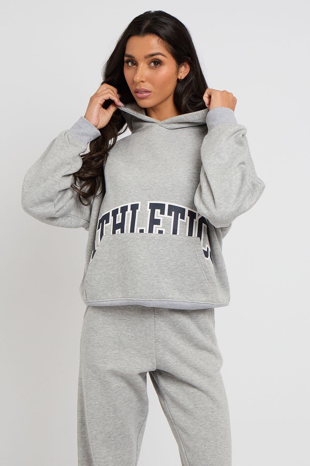 Urban Bliss Women's Athleisure Print Hoodie in Grey